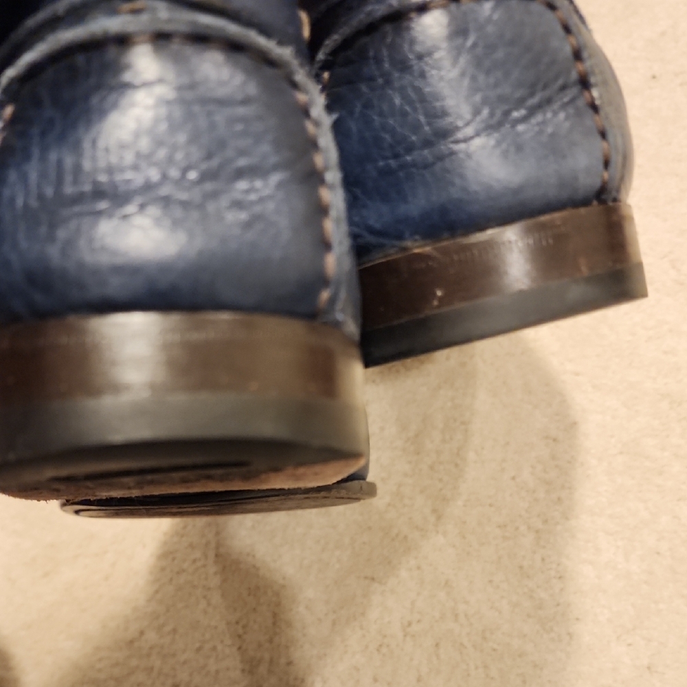 Santoni Dark Blue Leather Loafers - Picture 4 of 6